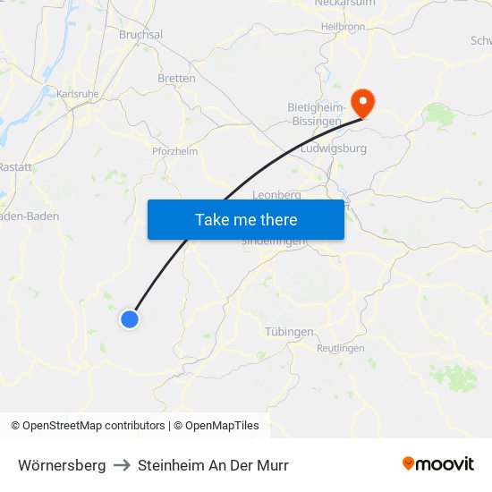 Wörnersberg to Steinheim An Der Murr map