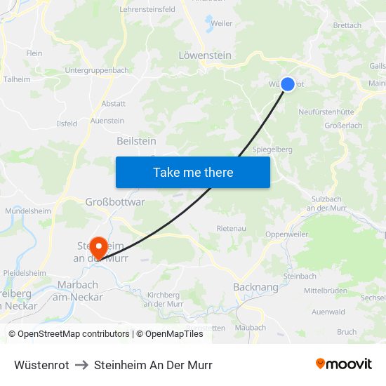 Wüstenrot to Steinheim An Der Murr map