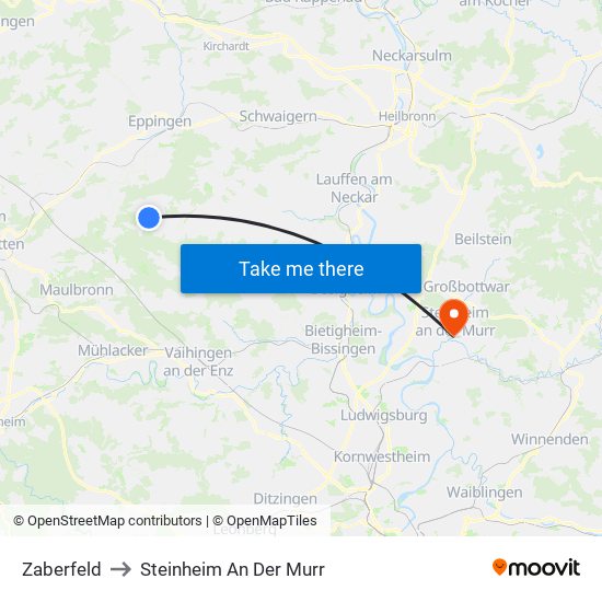 Zaberfeld to Steinheim An Der Murr map