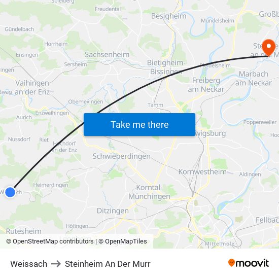 Weissach to Steinheim An Der Murr map