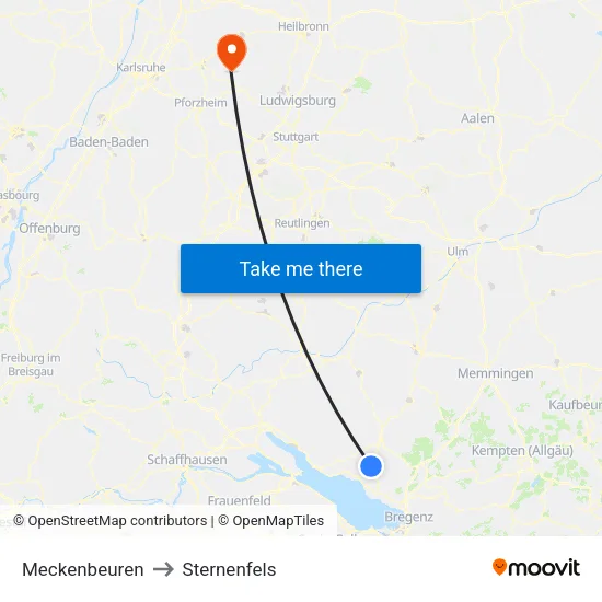 Meckenbeuren to Sternenfels map