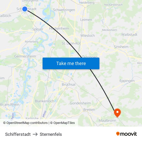 Schifferstadt to Sternenfels map