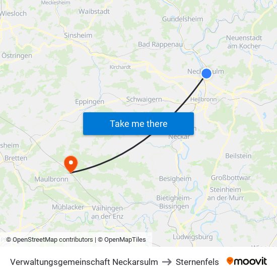 Verwaltungsgemeinschaft Neckarsulm to Sternenfels map