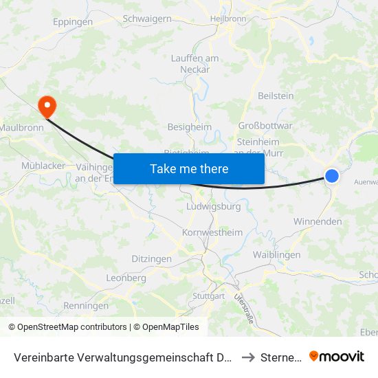 Vereinbarte Verwaltungsgemeinschaft Der Stadt Backnang to Sternenfels map