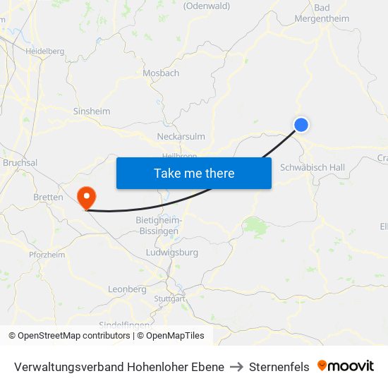 Verwaltungsverband Hohenloher Ebene to Sternenfels map