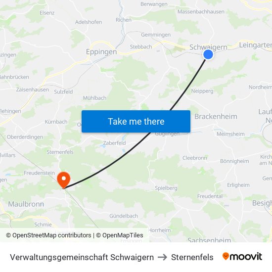 Verwaltungsgemeinschaft Schwaigern to Sternenfels map