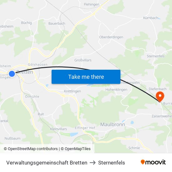 Verwaltungsgemeinschaft Bretten to Sternenfels map