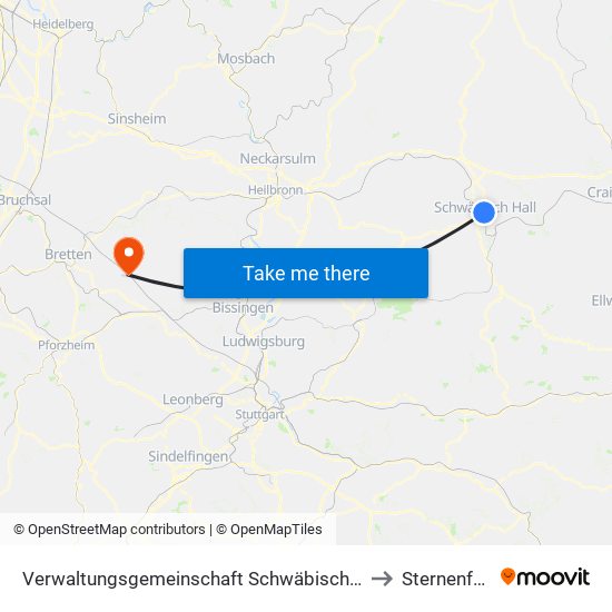 Verwaltungsgemeinschaft Schwäbisch Hall to Sternenfels map