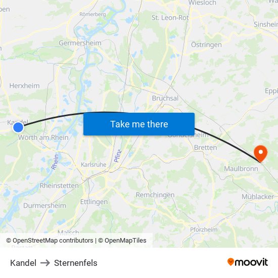 Kandel to Sternenfels map