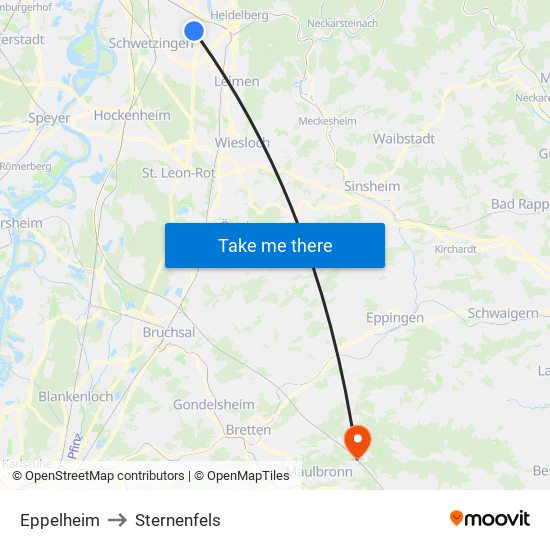 Eppelheim to Sternenfels map