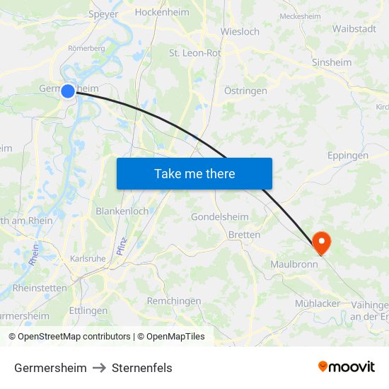 Germersheim to Sternenfels map