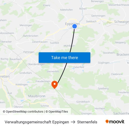 Verwaltungsgemeinschaft Eppingen to Sternenfels map