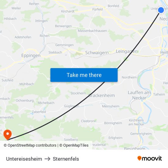 Untereisesheim to Sternenfels map