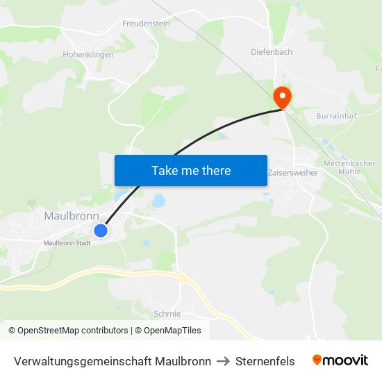 Verwaltungsgemeinschaft Maulbronn to Sternenfels map