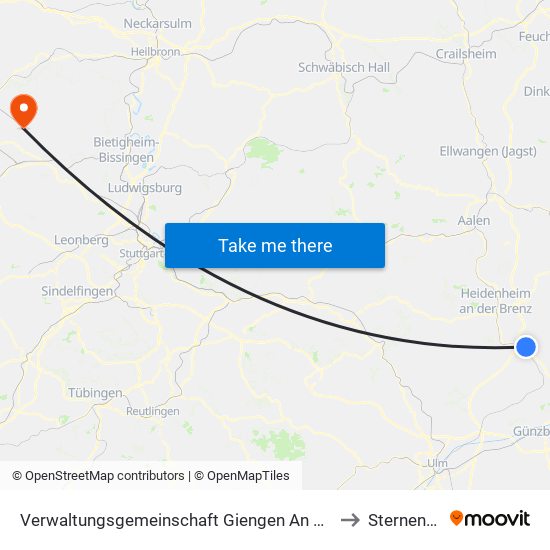 Verwaltungsgemeinschaft Giengen An Der Brenz to Sternenfels map