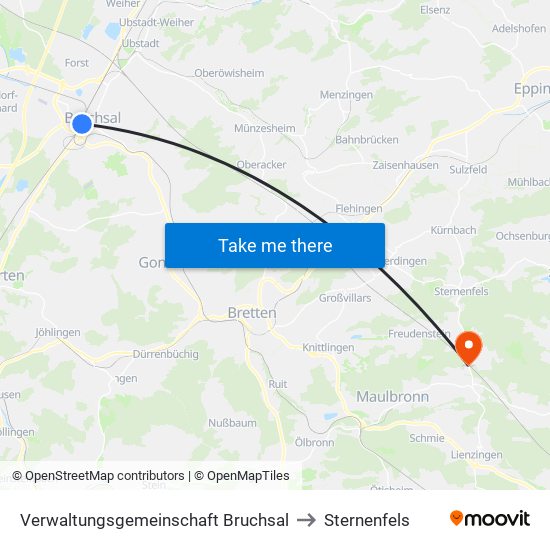 Verwaltungsgemeinschaft Bruchsal to Sternenfels map
