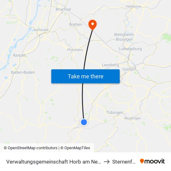 Verwaltungsgemeinschaft Horb am Neckar to Sternenfels map