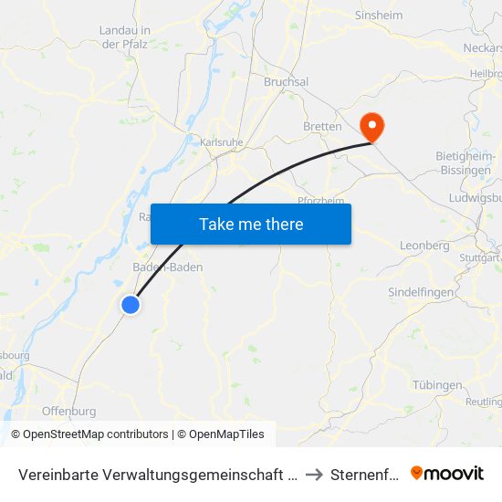 Vereinbarte Verwaltungsgemeinschaft Bühl to Sternenfels map