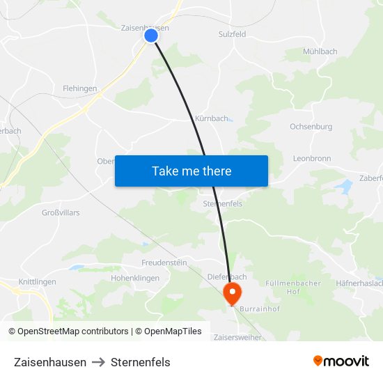 Zaisenhausen to Sternenfels map