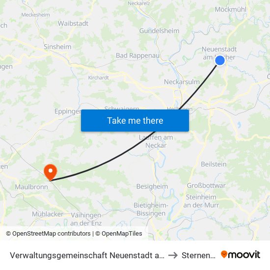 Verwaltungsgemeinschaft Neuenstadt am Kocher to Sternenfels map