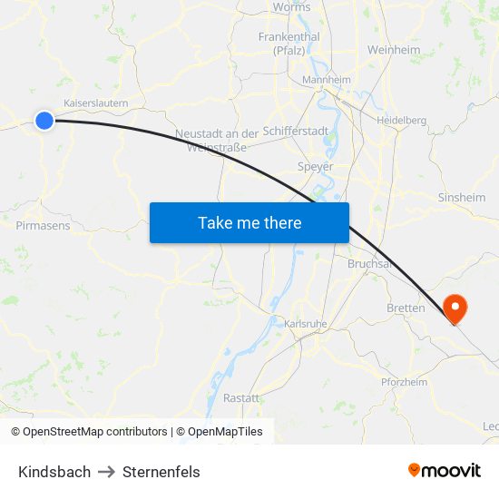 Kindsbach to Sternenfels map