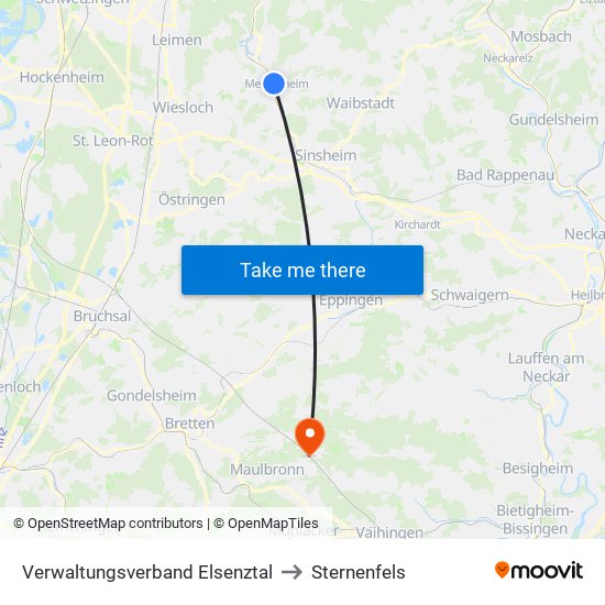 Verwaltungsverband Elsenztal to Sternenfels map