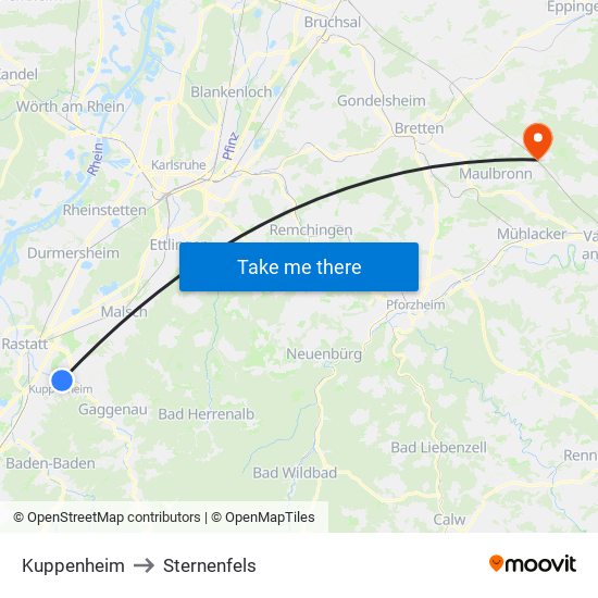 Kuppenheim to Sternenfels map