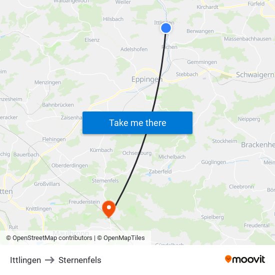 Ittlingen to Sternenfels map