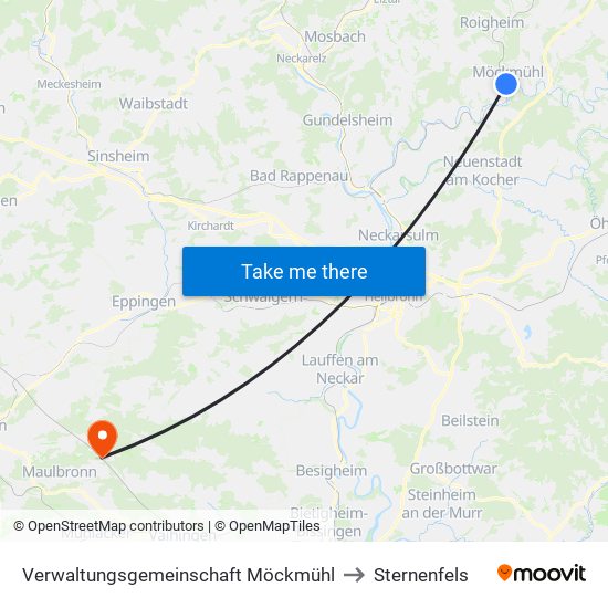 Verwaltungsgemeinschaft Möckmühl to Sternenfels map