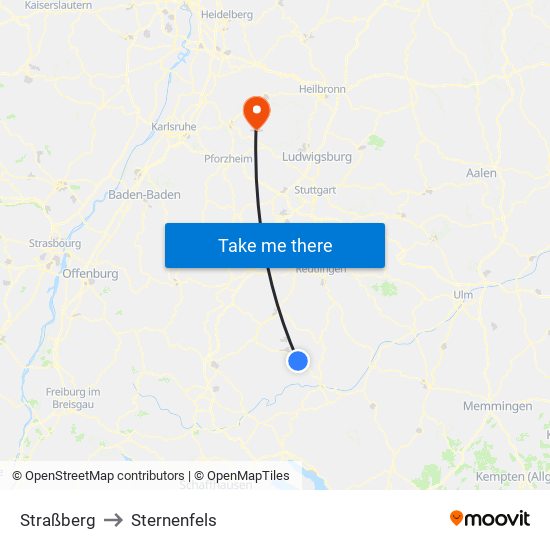 Straßberg to Sternenfels map