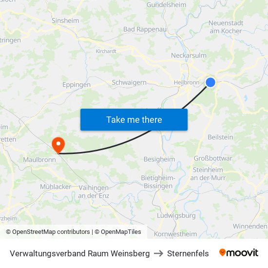 Verwaltungsverband Raum Weinsberg to Sternenfels map