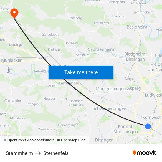 Stammheim to Sternenfels map