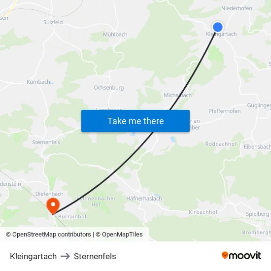 Kleingartach to Sternenfels map