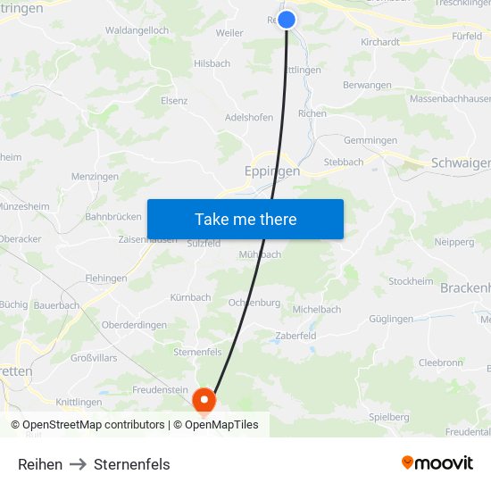 Reihen to Sternenfels map