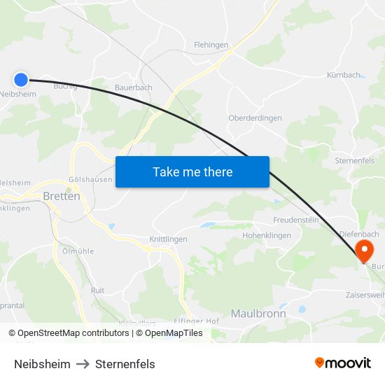 Neibsheim to Sternenfels map