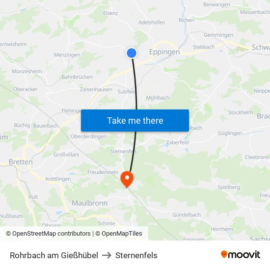 Rohrbach am Gießhübel to Sternenfels map