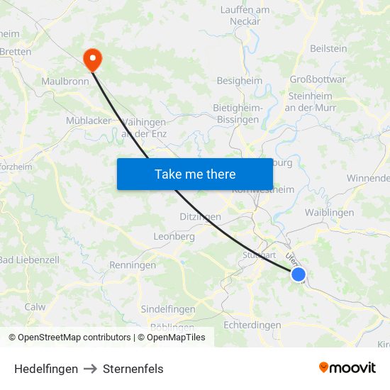 Hedelfingen to Sternenfels map
