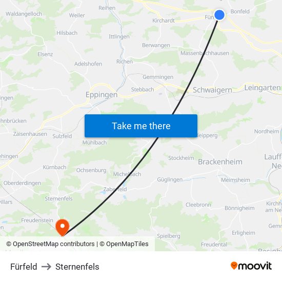 Fürfeld to Sternenfels map