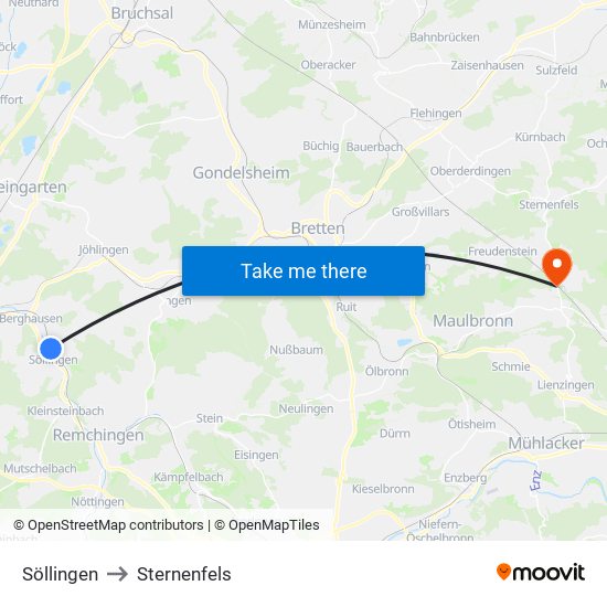 Söllingen to Sternenfels map