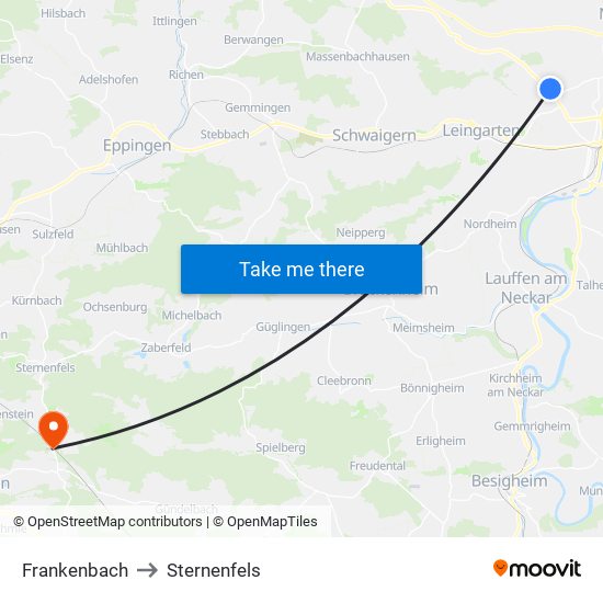 Frankenbach to Sternenfels map