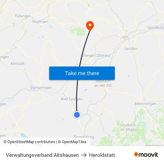 Verwaltungsverband Altshausen to Heroldstatt map