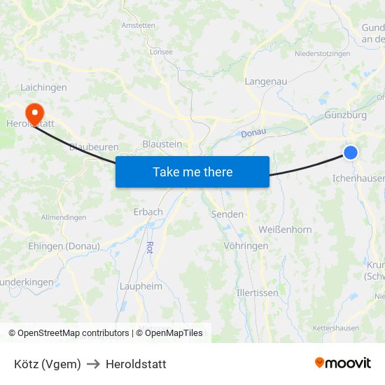 Kötz (Vgem) to Heroldstatt map