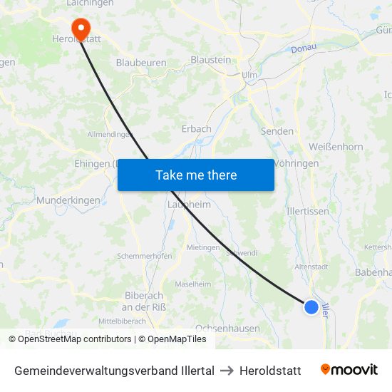 Gemeindeverwaltungsverband Illertal to Heroldstatt map