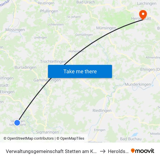 Verwaltungsgemeinschaft Stetten am Kalten Markt to Heroldstatt map