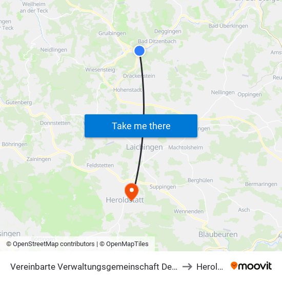 Vereinbarte Verwaltungsgemeinschaft Der Gemeinde Deggingen to Heroldstatt map