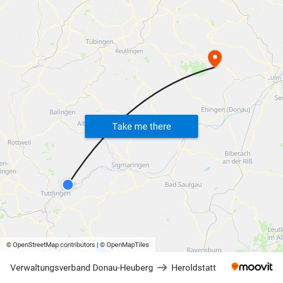 Verwaltungsverband Donau-Heuberg to Heroldstatt map