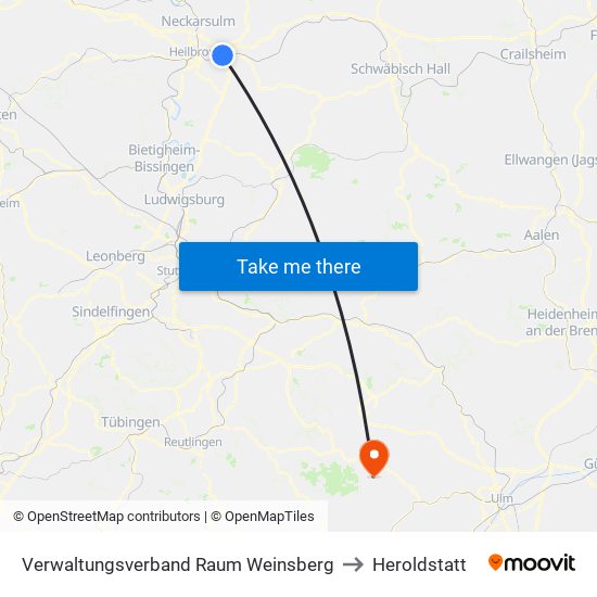 Verwaltungsverband Raum Weinsberg to Heroldstatt map