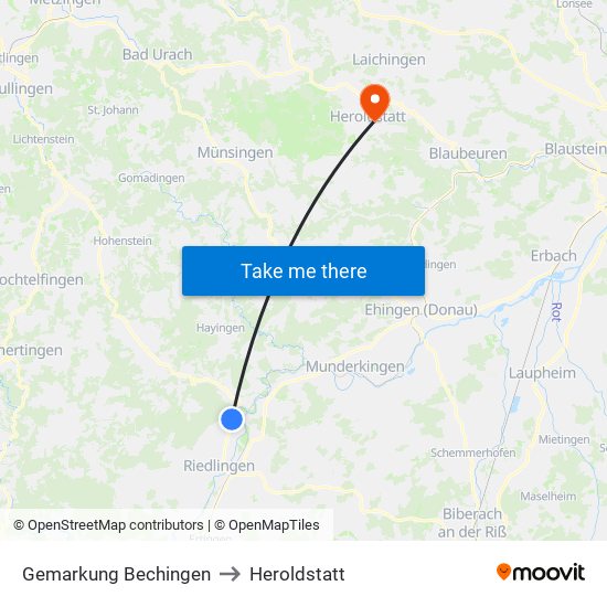 Gemarkung Bechingen to Heroldstatt map