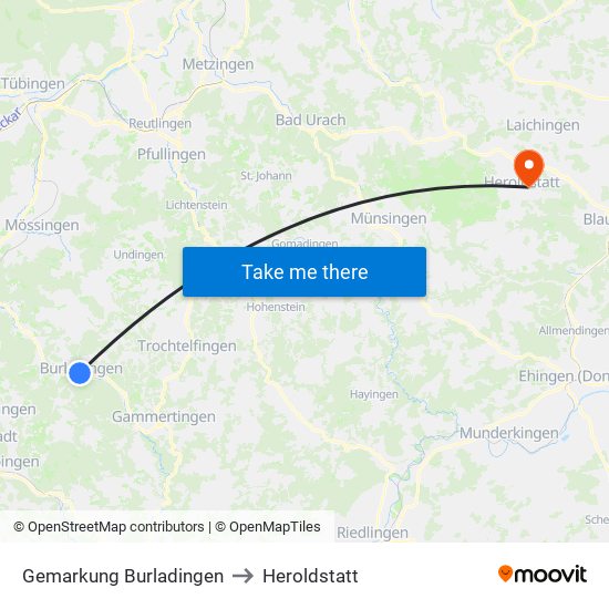 Gemarkung Burladingen to Heroldstatt map