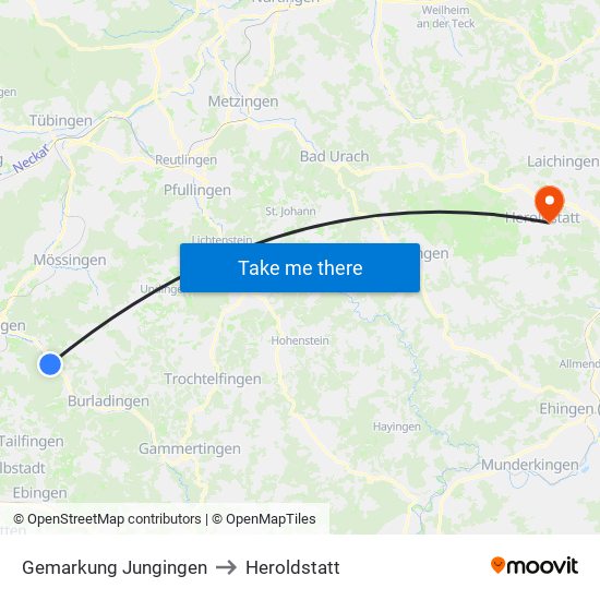 Gemarkung Jungingen to Heroldstatt map